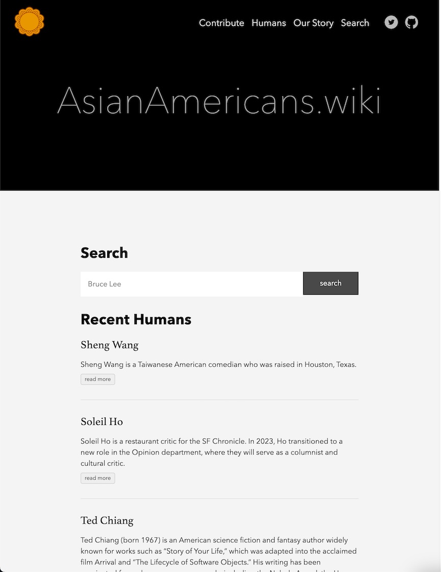 Home page of AsianAmericans.wiki